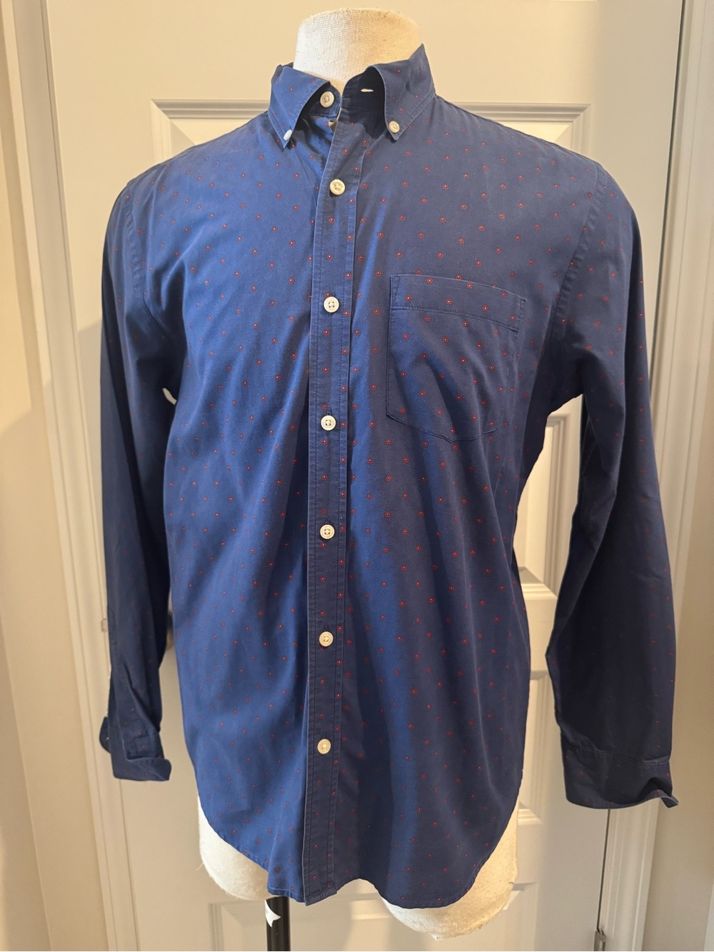 Men's Old Navy Royal Blue Shirt with Red Dot Print Size M
